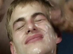 Bukkake Hungry man Showered In cum