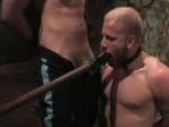 blonde homosexual In bondage mouth pounded