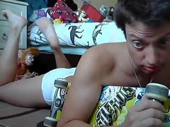Aroused homosexual boy Solo strokeing