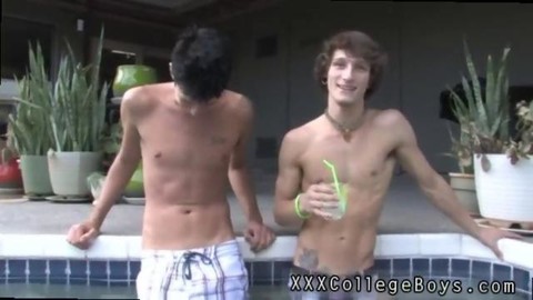 Two slim teens Lounge Around In The Pool And suck Down knob