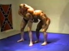 Dirty athletic bodybuilder in high heels fetish wrestling