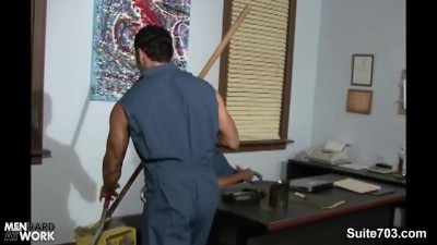 homosexual Cleaning men plowing In The Office