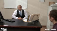 excited gay gets Nailed And Cummed In The Office