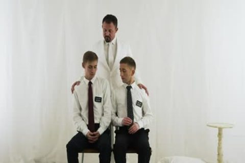 Hung Mormons threesome With filthy Priest