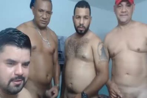 4 older males pounding In Live