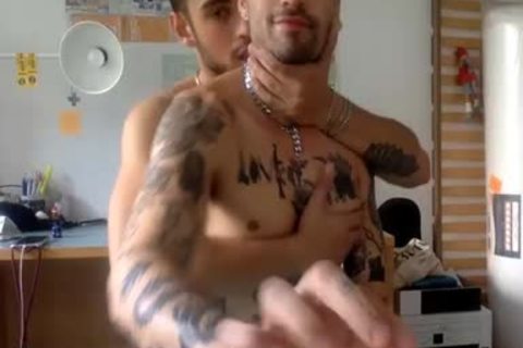 twink With Tattoos poke And engulf His penis