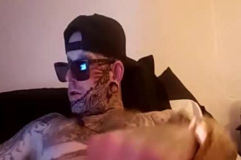 guy Full Of Tattoo Masturbating With A Fleshlight