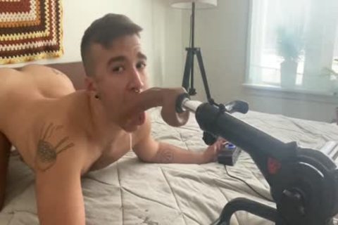 FTM Fag nail Machine Deepthroat Training, Creaming On nail Machine