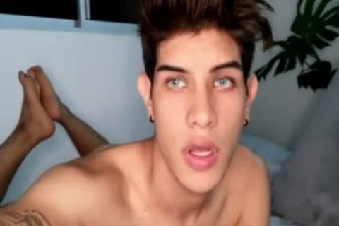 Skinny Latino twink With Tattoos And Earings Teases On webcam