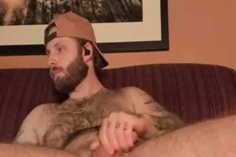 bushy guy stroking