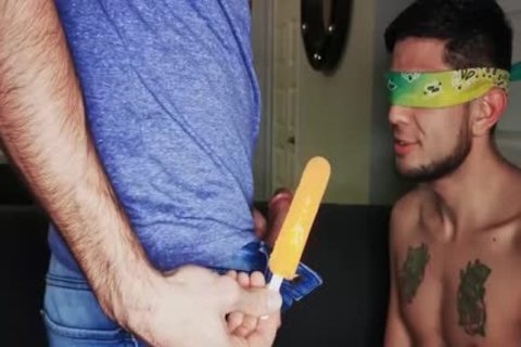Blindfolded Roommate gets dong To Distract Him