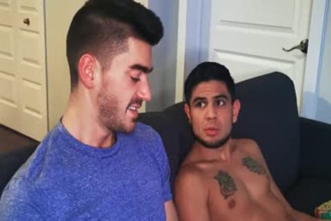 Blindfolded Roommate receives penis To Distract Him