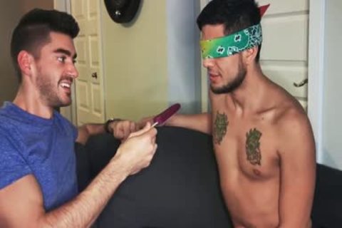 Blindfolded Roommate receives penis To Distract Him