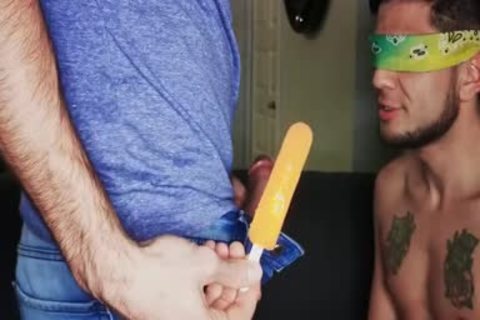 Blindfolded Roommate receives penis To Distract Him