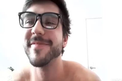 handsome man With Glasses Showing His penis And monstrous butthole In webcam