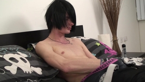 Very nasty fresh Emo boyz Plays With His Uncut penis