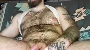 Bearded Daddy With hairy Chest Tugs Her 10-Pounder On web camera