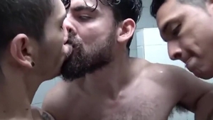 3way At Showers In Argentina. slutty gay Sex