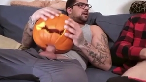 Ryan hammers And Benjamin Blue poke Pumpkins For Halloween