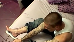 Tatted Alpha chap Cums In His Sock