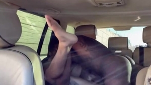 darksome fellow plowing Latino skank In Car