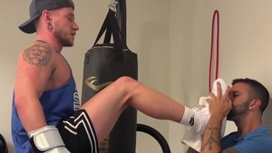 Boxer Colt Spence Bullies Towel boy Nick Charms And Makes Him Worship Feet FULL SCENE