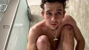Skinny guy Taking Shower